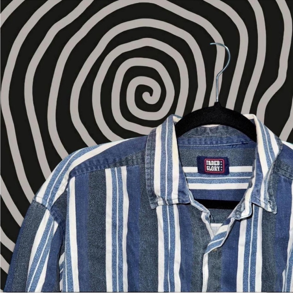 Faded Glory Blue and White Striped Men's Shirt